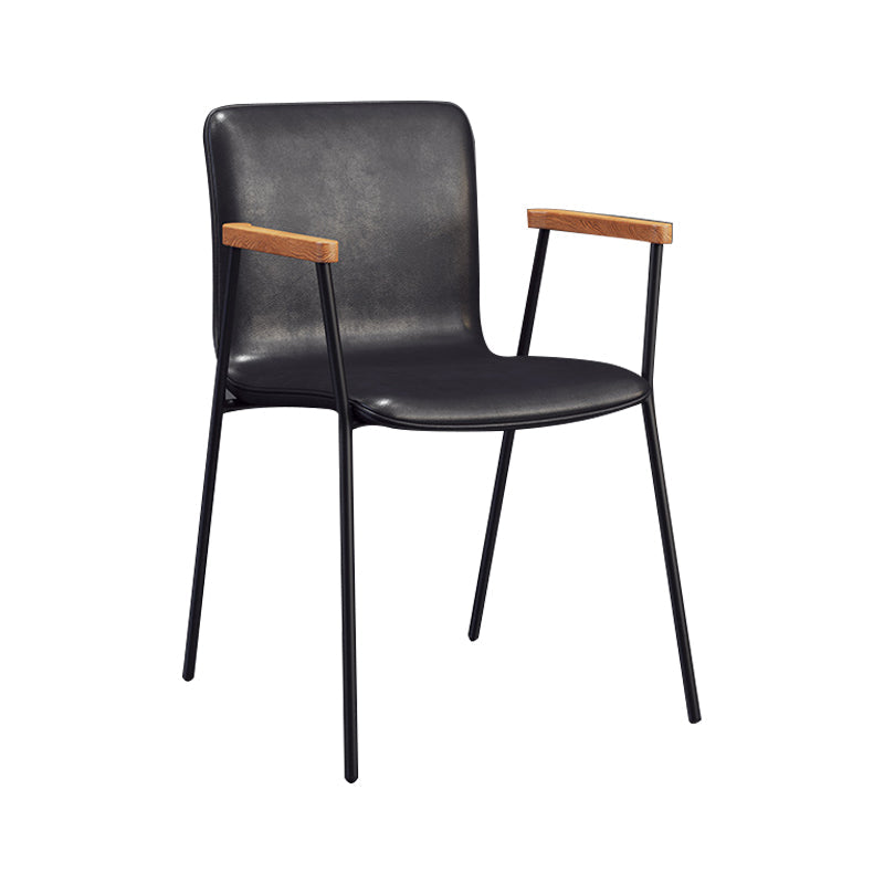Scandinavian Design Solid Back Arm Side Chair Leather Dining Side Chair Clearhalo ' kitchen&dining_furn' 'Dining Chairs' 'Dining Tables & Seating' 'dining_chair' 'furn' 'furn_dining_chair' 'Furniture' 'furniture_dining_chair' 'Kitchen & Dining Furniture' 'kitchen' 4546707