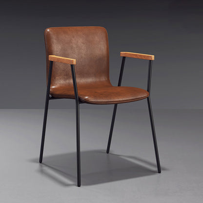 Scandinavian Design Solid Back Arm Side Chair Leather Dining Side Chair Red 1 Piece Black Clearhalo ' kitchen&dining_furn' 'Dining Chairs' 'Dining Tables & Seating' 'dining_chair' 'furn' 'furn_dining_chair' 'Furniture' 'furniture_dining_chair' 'Kitchen & Dining Furniture' 'kitchen' 4546711