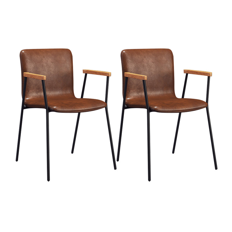 Scandinavian Design Solid Back Arm Side Chair Leather Dining Side Chair Red 2 Piece Set Black Clearhalo ' kitchen&dining_furn' 'Dining Chairs' 'Dining Tables & Seating' 'dining_chair' 'furn' 'furn_dining_chair' 'Furniture' 'furniture_dining_chair' 'Kitchen & Dining Furniture' 'kitchen' 4546713