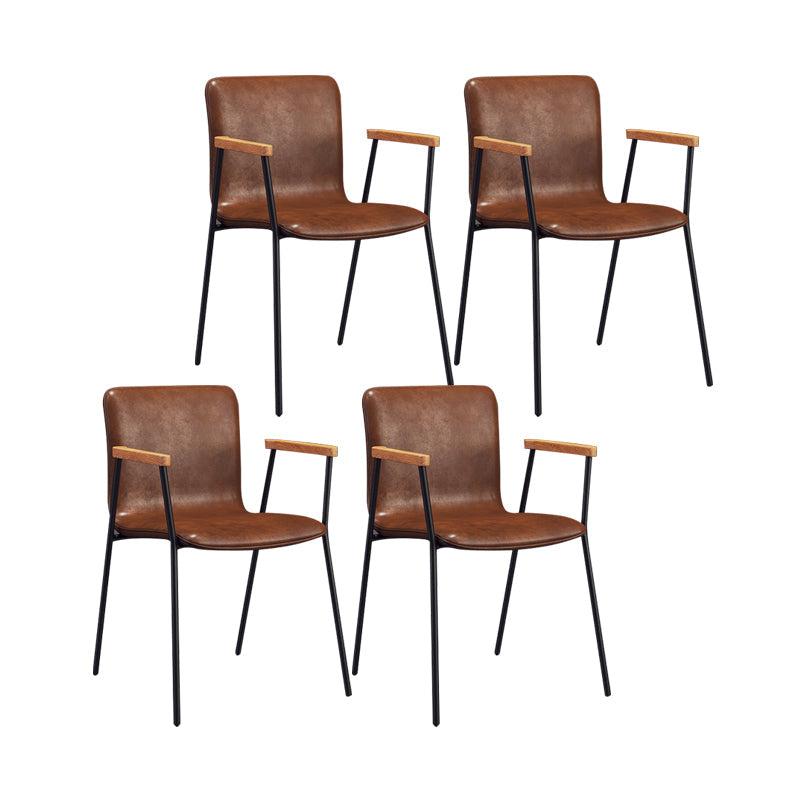 Scandinavian Design Solid Back Arm Side Chair Leather Dining Side Chair Red 4 Piece Set Black Clearhalo ' kitchen&dining_furn' 'Dining Chairs' 'Dining Tables & Seating' 'dining_chair' 'furn' 'furn_dining_chair' 'Furniture' 'furniture_dining_chair' 'Kitchen & Dining Furniture' 'kitchen' 4546714