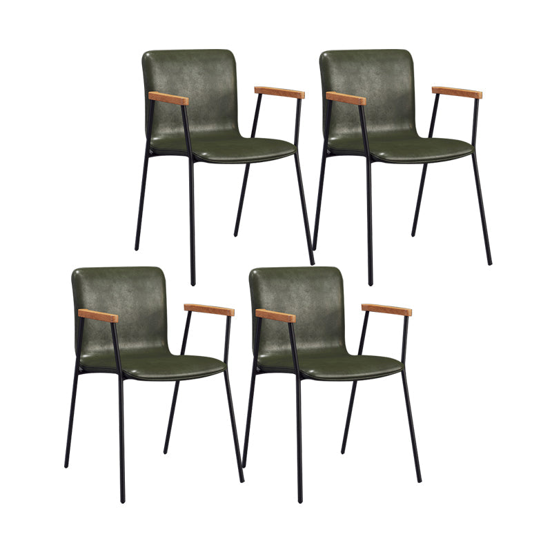 Scandinavian Design Solid Back Arm Side Chair Leather Dining Side Chair Green 4 Piece Set Black Clearhalo ' kitchen&dining_furn' 'Dining Chairs' 'Dining Tables & Seating' 'dining_chair' 'furn' 'furn_dining_chair' 'Furniture' 'furniture_dining_chair' 'Kitchen & Dining Furniture' 'kitchen' 4546717
