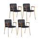 Scandinavian Design Solid Back Arm Side Chair Leather Dining Side Chair Black 4 Piece Set Brass Gold Clearhalo ' kitchen&dining_furn' 'Dining Chairs' 'Dining Tables & Seating' 'dining_chair' 'furn' 'furn_dining_chair' 'Furniture' 'furniture_dining_chair' 'Kitchen & Dining Furniture' 'kitchen' 4546720