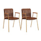 Scandinavian Design Solid Back Arm Side Chair Leather Dining Side Chair Red 2 Piece Set Brass Gold Clearhalo ' kitchen&dining_furn' 'Dining Chairs' 'Dining Tables & Seating' 'dining_chair' 'furn' 'furn_dining_chair' 'Furniture' 'furniture_dining_chair' 'Kitchen & Dining Furniture' 'kitchen' 4546725