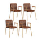 Scandinavian Design Solid Back Arm Side Chair Leather Dining Side Chair Red 4 Piece Set Brass Gold Clearhalo ' kitchen&dining_furn' 'Dining Chairs' 'Dining Tables & Seating' 'dining_chair' 'furn' 'furn_dining_chair' 'Furniture' 'furniture_dining_chair' 'Kitchen & Dining Furniture' 'kitchen' 4546726