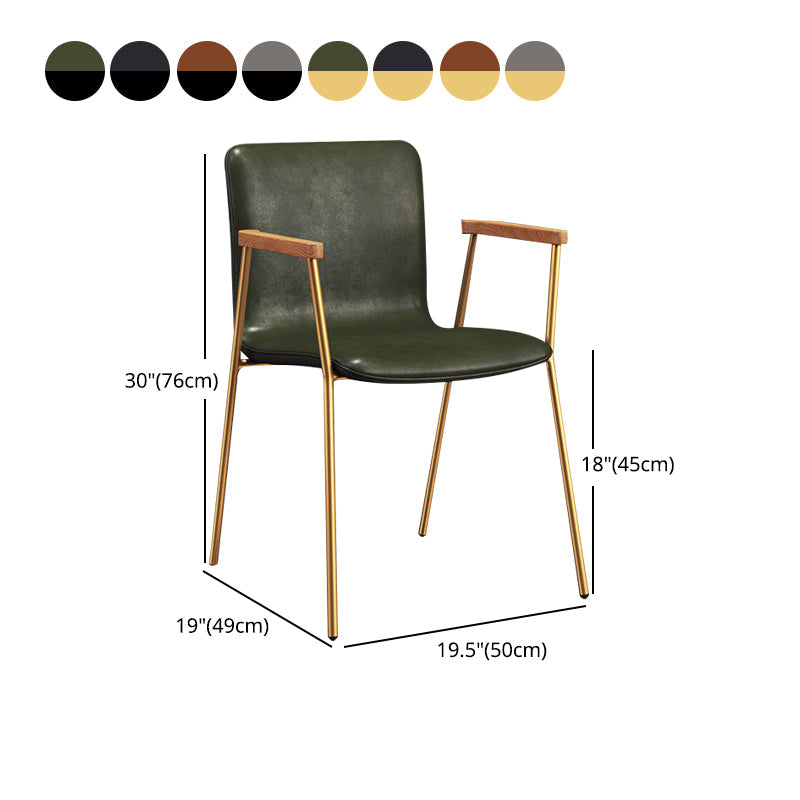 Scandinavian Design Solid Back Arm Side Chair Leather Dining Side Chair Clearhalo ' kitchen&dining_furn' 'Dining Chairs' 'Dining Tables & Seating' 'dining_chair' 'furn' 'furn_dining_chair' 'Furniture' 'furniture_dining_chair' 'Kitchen & Dining Furniture' 'kitchen' 4546730