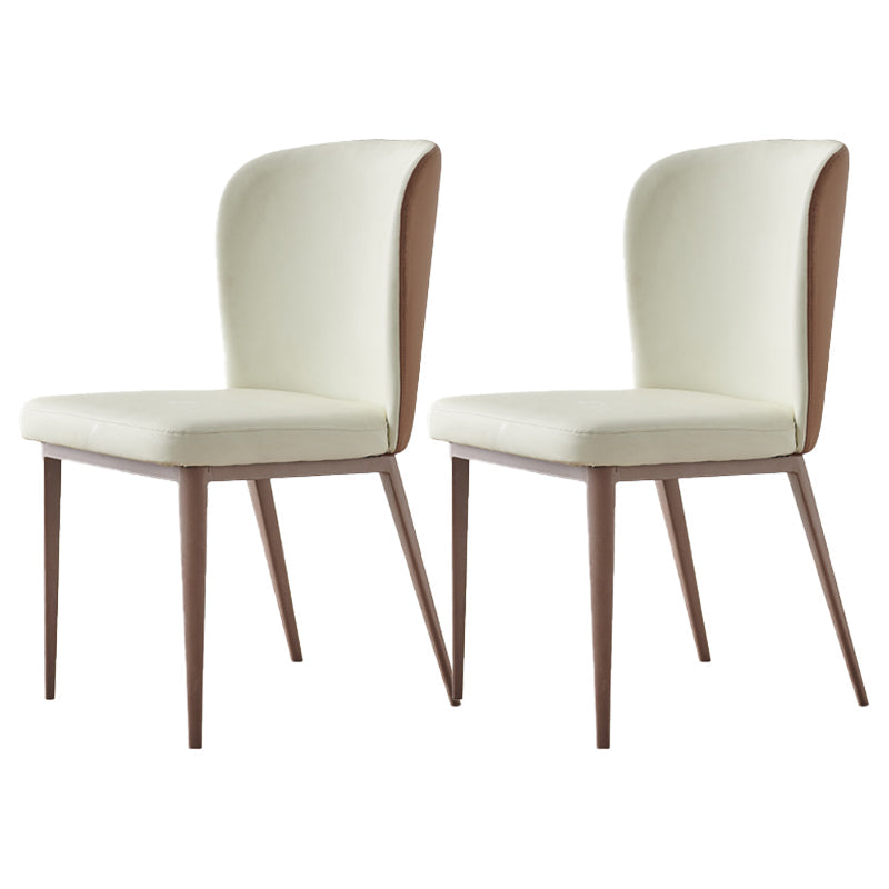 Contemporary Dining Chairs Dining Armless Side Chairs with Metal Legs Off-White 2 Piece Set Clearhalo ' kitchen&dining_furn' 'Dining Chairs' 'Dining Tables & Seating' 'dining_chair' 'furn' 'furn_dining_chair' 'Furniture' 'furniture_dining_chair' 'Kitchen & Dining Furniture' 'kitchen' 4546734