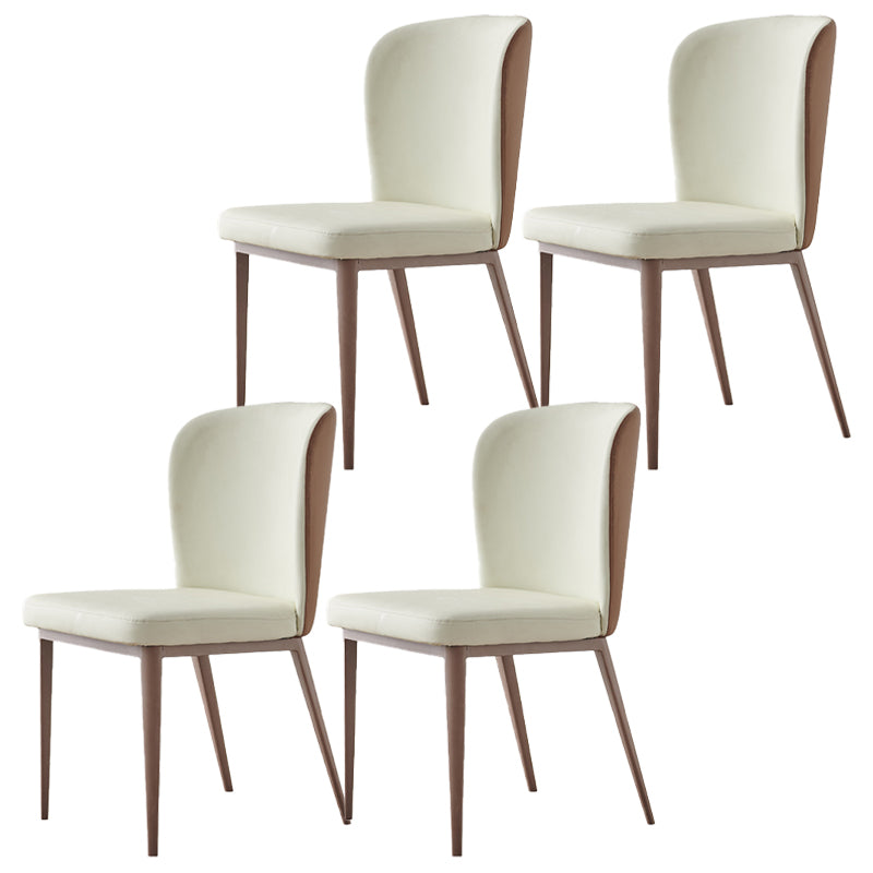Contemporary Dining Chairs Dining Armless Side Chairs with Metal Legs Off-White 4 Piece Set Clearhalo ' kitchen&dining_furn' 'Dining Chairs' 'Dining Tables & Seating' 'dining_chair' 'furn' 'furn_dining_chair' 'Furniture' 'furniture_dining_chair' 'Kitchen & Dining Furniture' 'kitchen' 4546736