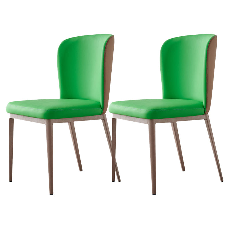 Contemporary Dining Chairs Dining Armless Side Chairs with Metal Legs Green 2 Piece Set Clearhalo ' kitchen&dining_furn' 'Dining Chairs' 'Dining Tables & Seating' 'dining_chair' 'furn' 'furn_dining_chair' 'Furniture' 'furniture_dining_chair' 'Kitchen & Dining Furniture' 'kitchen' 4546740
