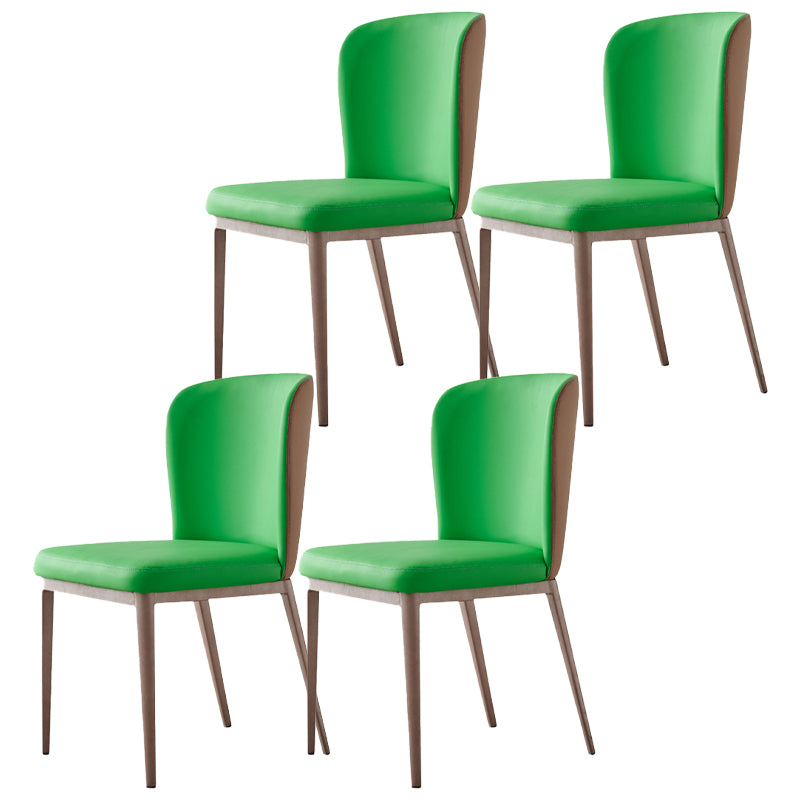 Contemporary Dining Chairs Dining Armless Side Chairs with Metal Legs Green 4 Piece Set Clearhalo ' kitchen&dining_furn' 'Dining Chairs' 'Dining Tables & Seating' 'dining_chair' 'furn' 'furn_dining_chair' 'Furniture' 'furniture_dining_chair' 'Kitchen & Dining Furniture' 'kitchen' 4546741