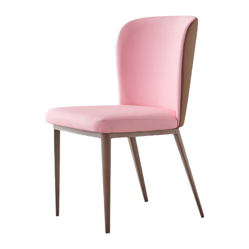 Contemporary Dining Chairs Dining Armless Side Chairs with Metal Legs Pink 1 Piece Clearhalo ' kitchen&dining_furn' 'Dining Chairs' 'Dining Tables & Seating' 'dining_chair' 'furn' 'furn_dining_chair' 'Furniture' 'furniture_dining_chair' 'Kitchen & Dining Furniture' 'kitchen' 4546750