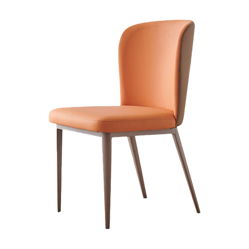 Contemporary Dining Chairs Dining Armless Side Chairs with Metal Legs Orange 1 Piece Clearhalo ' kitchen&dining_furn' 'Dining Chairs' 'Dining Tables & Seating' 'dining_chair' 'furn' 'furn_dining_chair' 'Furniture' 'furniture_dining_chair' 'Kitchen & Dining Furniture' 'kitchen' 4546755