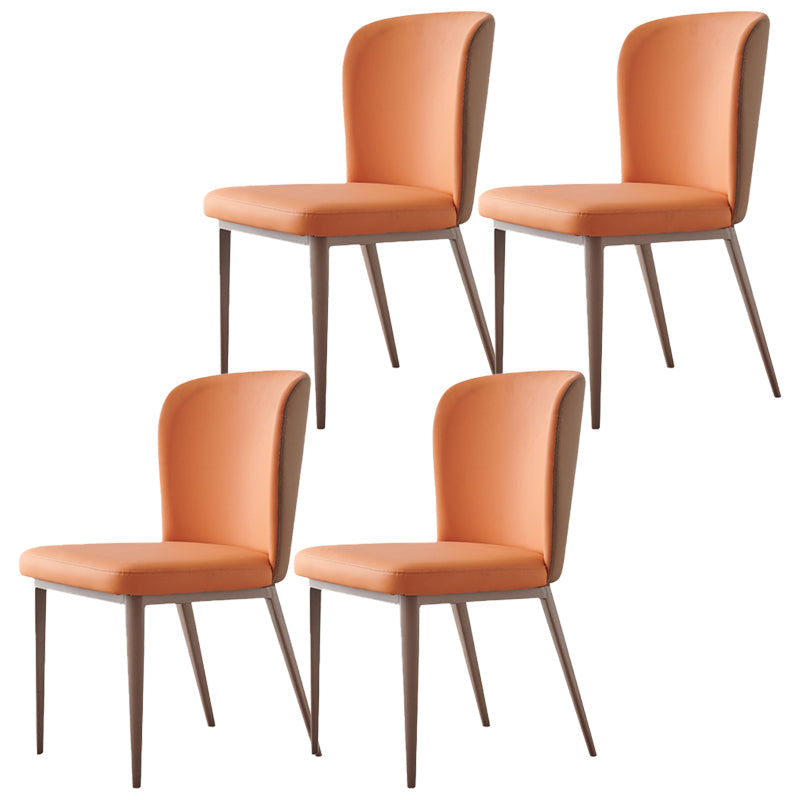Contemporary Dining Chairs Dining Armless Side Chairs with Metal Legs Orange 4 Piece Set Clearhalo ' kitchen&dining_furn' 'Dining Chairs' 'Dining Tables & Seating' 'dining_chair' 'furn' 'furn_dining_chair' 'Furniture' 'furniture_dining_chair' 'Kitchen & Dining Furniture' 'kitchen' 4546757