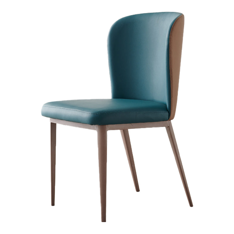 Contemporary Dining Chairs Dining Armless Side Chairs with Metal Legs Blue 1 Piece Clearhalo ' kitchen&dining_furn' 'Dining Chairs' 'Dining Tables & Seating' 'dining_chair' 'furn' 'furn_dining_chair' 'Furniture' 'furniture_dining_chair' 'Kitchen & Dining Furniture' 'kitchen' 4546758