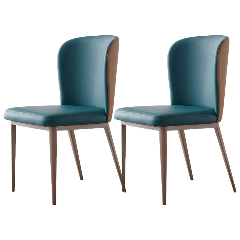 Contemporary Dining Chairs Dining Armless Side Chairs with Metal Legs Blue 2 Piece Set Clearhalo ' kitchen&dining_furn' 'Dining Chairs' 'Dining Tables & Seating' 'dining_chair' 'furn' 'furn_dining_chair' 'Furniture' 'furniture_dining_chair' 'Kitchen & Dining Furniture' 'kitchen' 4546759