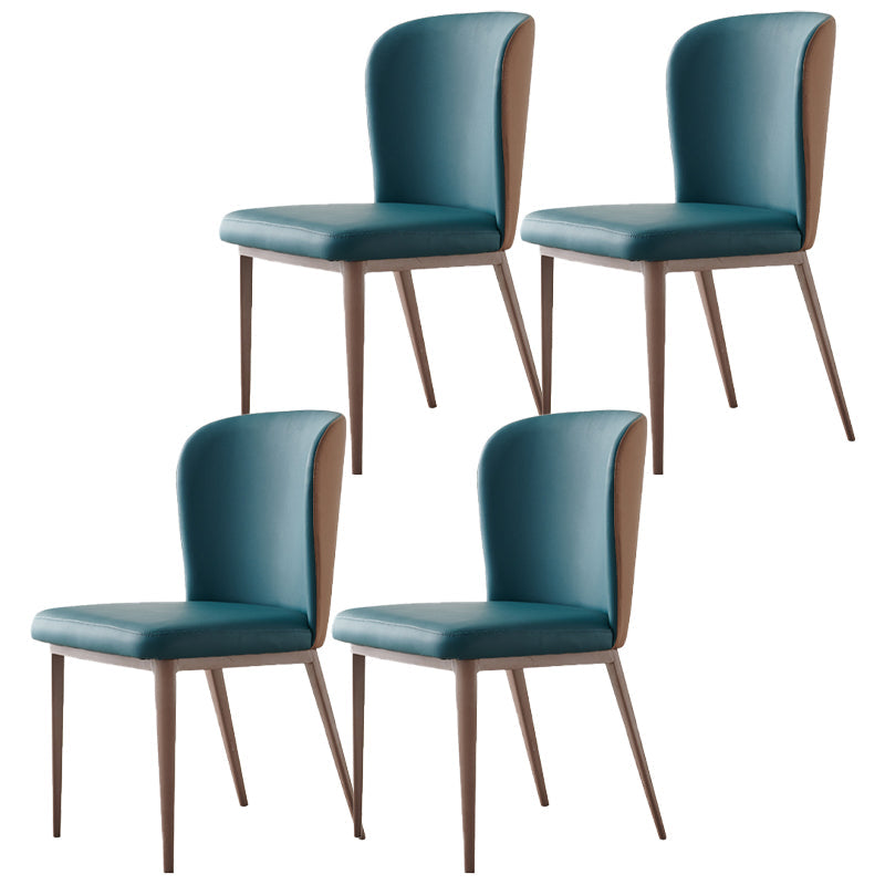 Contemporary Dining Chairs Dining Armless Side Chairs with Metal Legs Blue 4 Piece Set Clearhalo ' kitchen&dining_furn' 'Dining Chairs' 'Dining Tables & Seating' 'dining_chair' 'furn' 'furn_dining_chair' 'Furniture' 'furniture_dining_chair' 'Kitchen & Dining Furniture' 'kitchen' 4546760