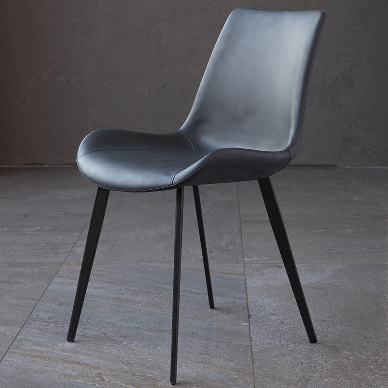 Contemporary Dining Room Chairs Matte Finish Leather Curved Parsons Armless Chair Black 1 Piece Clearhalo ' kitchen&dining_furn' 'Dining Chairs' 'Dining Tables & Seating' 'dining_chair' 'furn' 'furn_dining_chair' 'Furniture' 'furniture_dining_chair' 'Kitchen & Dining Furniture' 'kitchen' 4546763