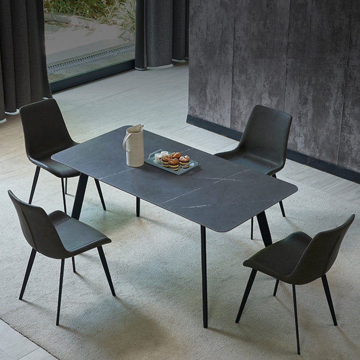 Contemporary Dining Room Chairs Matte Finish Leather Curved Parsons Armless Chair Clearhalo ' kitchen&dining_furn' 'Dining Chairs' 'Dining Tables & Seating' 'dining_chair' 'furn' 'furn_dining_chair' 'Furniture' 'furniture_dining_chair' 'Kitchen & Dining Furniture' 'kitchen' 4546767