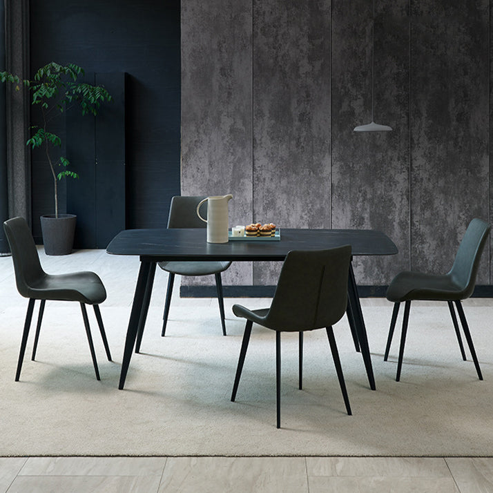 Contemporary Dining Room Chairs Matte Finish Leather Curved Parsons Armless Chair Clearhalo ' kitchen&dining_furn' 'Dining Chairs' 'Dining Tables & Seating' 'dining_chair' 'furn' 'furn_dining_chair' 'Furniture' 'furniture_dining_chair' 'Kitchen & Dining Furniture' 'kitchen' 4546769
