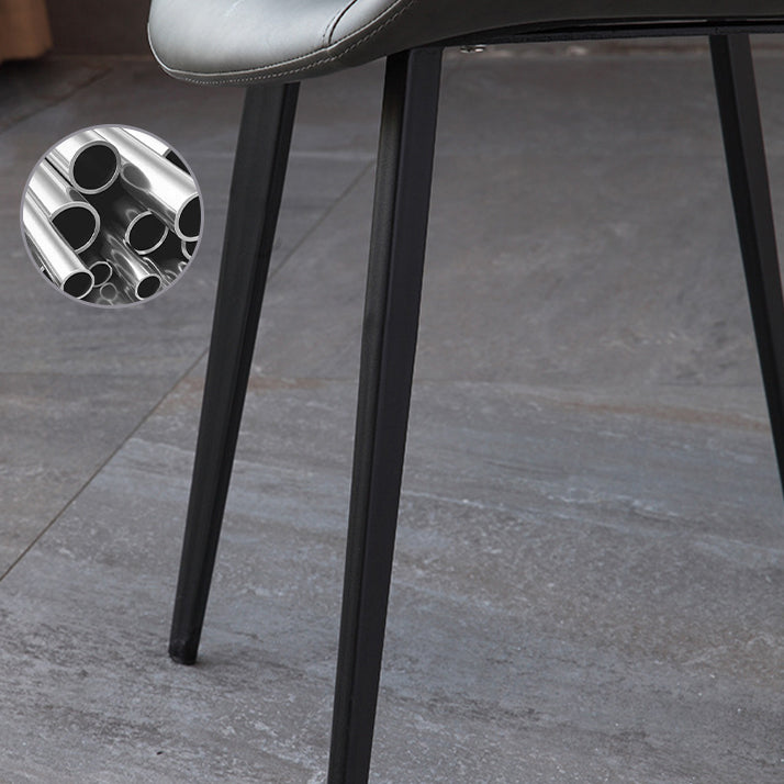 Contemporary Dining Room Chairs Matte Finish Leather Curved Parsons Armless Chair Clearhalo ' kitchen&dining_furn' 'Dining Chairs' 'Dining Tables & Seating' 'dining_chair' 'furn' 'furn_dining_chair' 'Furniture' 'furniture_dining_chair' 'Kitchen & Dining Furniture' 'kitchen' 4546779