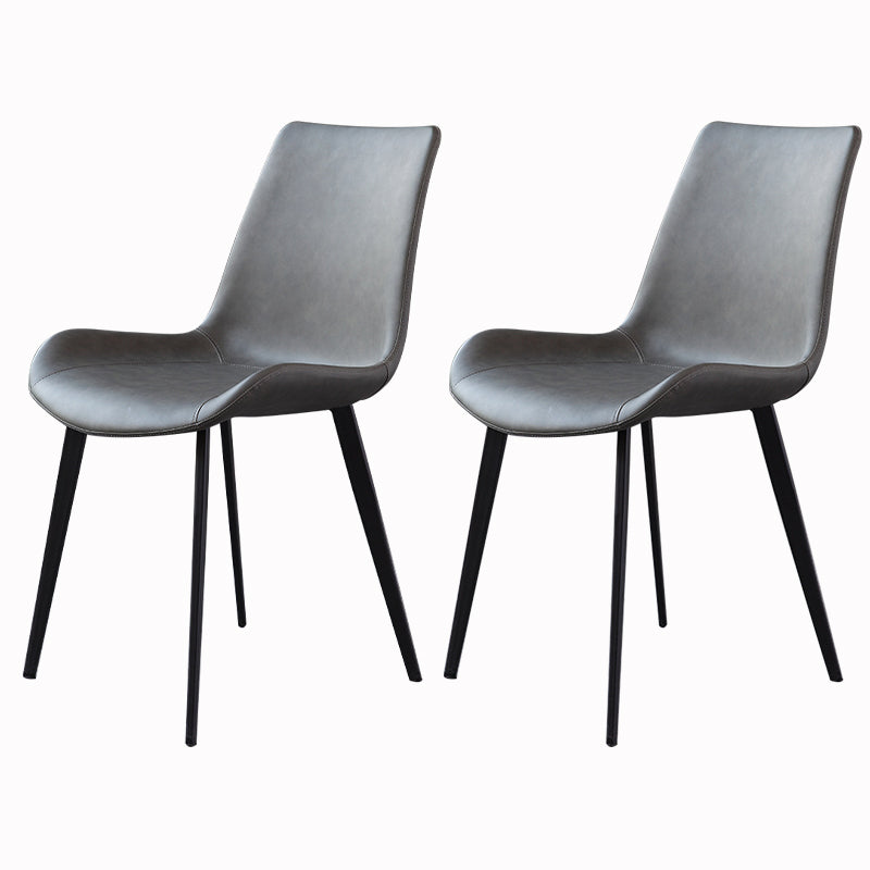 Contemporary Dining Room Chairs Matte Finish Leather Curved Parsons Armless Chair Grey 2 Piece Set Clearhalo ' kitchen&dining_furn' 'Dining Chairs' 'Dining Tables & Seating' 'dining_chair' 'furn' 'furn_dining_chair' 'Furniture' 'furniture_dining_chair' 'Kitchen & Dining Furniture' 'kitchen' 4546782