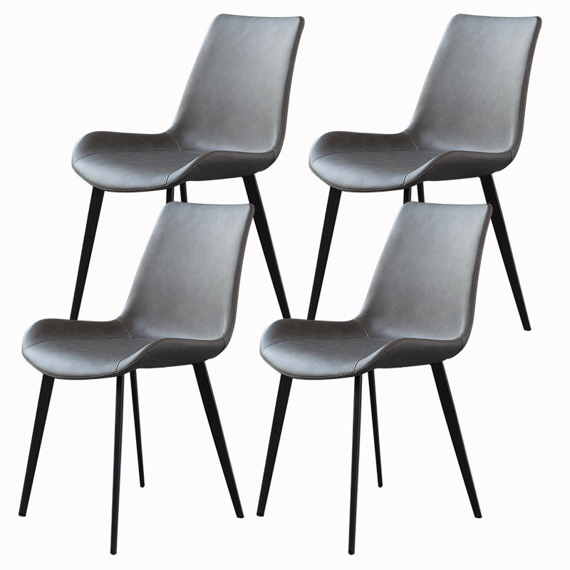 Contemporary Dining Room Chairs Matte Finish Leather Curved Parsons Armless Chair Grey 4 Piece Set Clearhalo ' kitchen&dining_furn' 'Dining Chairs' 'Dining Tables & Seating' 'dining_chair' 'furn' 'furn_dining_chair' 'Furniture' 'furniture_dining_chair' 'Kitchen & Dining Furniture' 'kitchen' 4546783