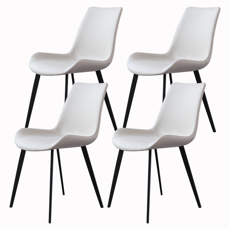 Contemporary Dining Room Chairs Matte Finish Leather Curved Parsons Armless Chair Off-White 4 Piece Set Clearhalo ' kitchen&dining_furn' 'Dining Chairs' 'Dining Tables & Seating' 'dining_chair' 'furn' 'furn_dining_chair' 'Furniture' 'furniture_dining_chair' 'Kitchen & Dining Furniture' 'kitchen' 4546786