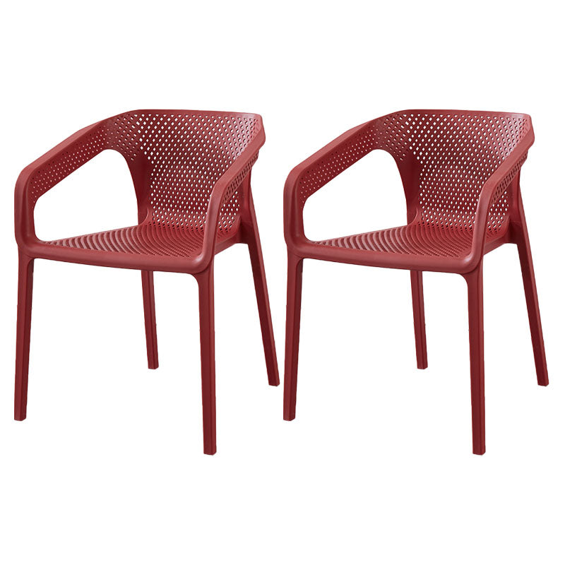 Plastic Scandinavian Kitchen Dining Room Chair Solid Back Armchair Burgundy 2 Piece Set Clearhalo ' kitchen&dining_furn' 'Dining Chairs' 'Dining Tables & Seating' 'dining_chair' 'furn' 'furn_dining_chair' 'Furniture' 'furniture_dining_chair' 'Kitchen & Dining Furniture' 'kitchen' 4546802