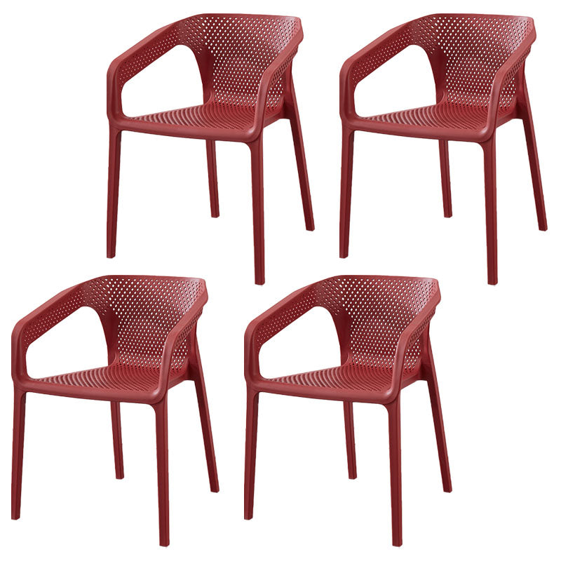 Plastic Scandinavian Kitchen Dining Room Chair Solid Back Armchair Burgundy 4 Piece Set Clearhalo ' kitchen&dining_furn' 'Dining Chairs' 'Dining Tables & Seating' 'dining_chair' 'furn' 'furn_dining_chair' 'Furniture' 'furniture_dining_chair' 'Kitchen & Dining Furniture' 'kitchen' 4546804