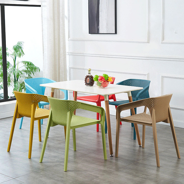 Plastic Scandinavian Kitchen Dining Room Chair Solid Back Armchair Clearhalo ' kitchen&dining_furn' 'Dining Chairs' 'Dining Tables & Seating' 'dining_chair' 'furn' 'furn_dining_chair' 'Furniture' 'furniture_dining_chair' 'Kitchen & Dining Furniture' 'kitchen' 4546807