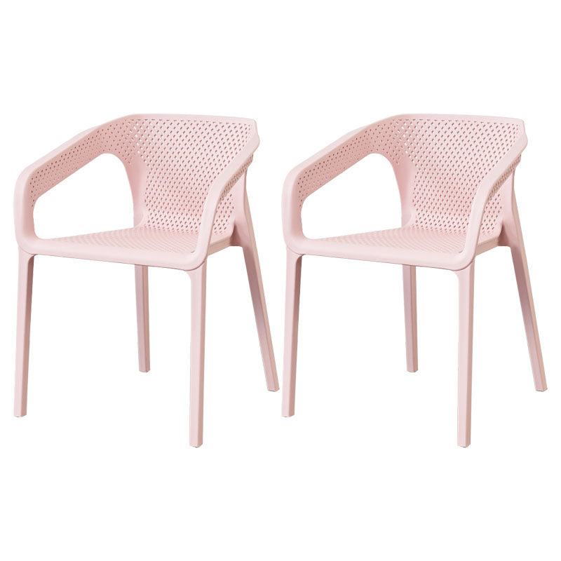 Plastic Scandinavian Kitchen Dining Room Chair Solid Back Armchair Pink 2 Piece Set Clearhalo ' kitchen&dining_furn' 'Dining Chairs' 'Dining Tables & Seating' 'dining_chair' 'furn' 'furn_dining_chair' 'Furniture' 'furniture_dining_chair' 'Kitchen & Dining Furniture' 'kitchen' 4546824