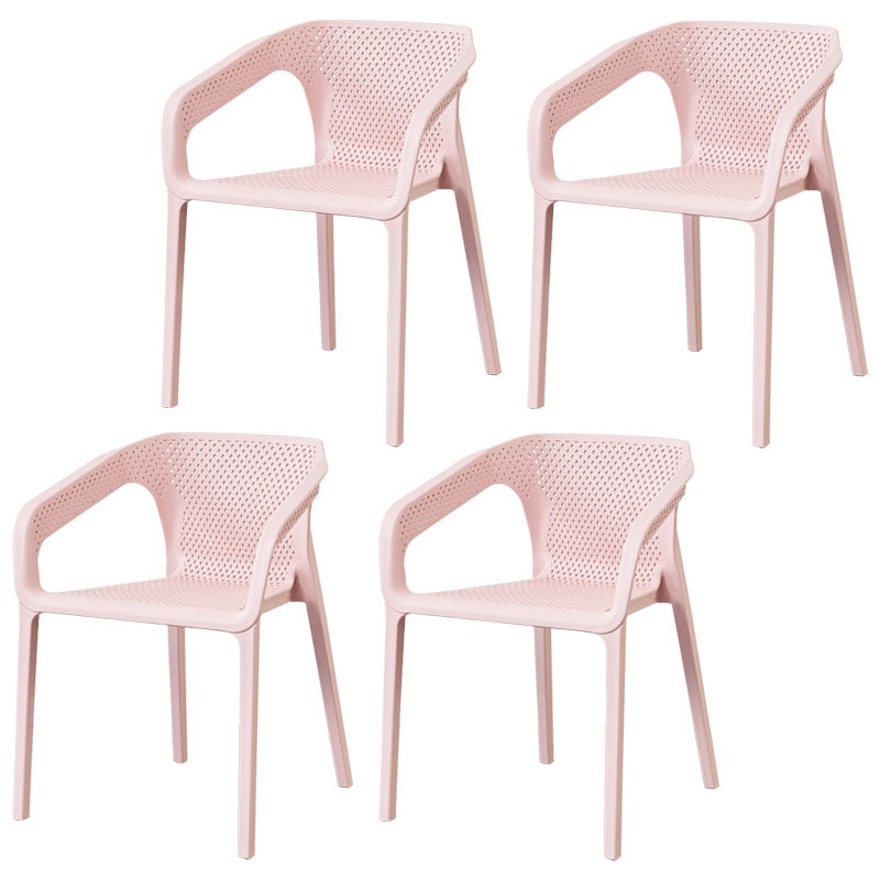 Plastic Scandinavian Kitchen Dining Room Chair Solid Back Armchair Pink 4 Piece Set Clearhalo ' kitchen&dining_furn' 'Dining Chairs' 'Dining Tables & Seating' 'dining_chair' 'furn' 'furn_dining_chair' 'Furniture' 'furniture_dining_chair' 'Kitchen & Dining Furniture' 'kitchen' 4546825