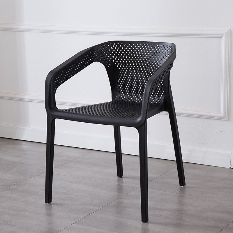 Plastic Scandinavian Kitchen Dining Room Chair Solid Back Armchair Black 1 Piece Clearhalo ' kitchen&dining_furn' 'Dining Chairs' 'Dining Tables & Seating' 'dining_chair' 'furn' 'furn_dining_chair' 'Furniture' 'furniture_dining_chair' 'Kitchen & Dining Furniture' 'kitchen' 4546832