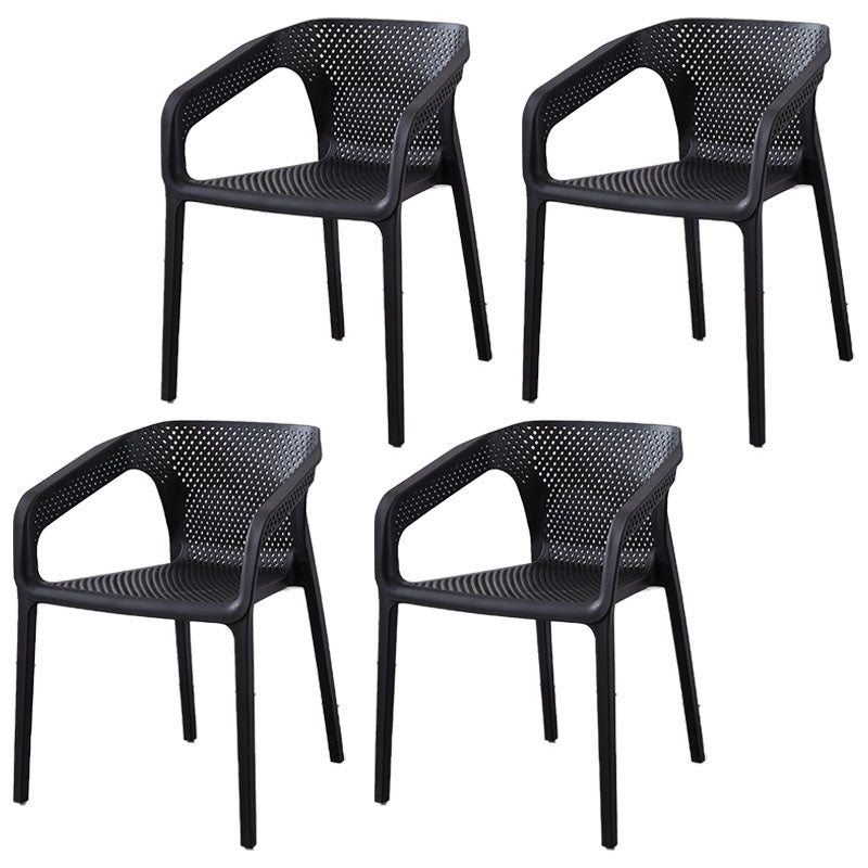 Plastic Scandinavian Kitchen Dining Room Chair Solid Back Armchair Black 4 Piece Set Clearhalo ' kitchen&dining_furn' 'Dining Chairs' 'Dining Tables & Seating' 'dining_chair' 'furn' 'furn_dining_chair' 'Furniture' 'furniture_dining_chair' 'Kitchen & Dining Furniture' 'kitchen' 4546834