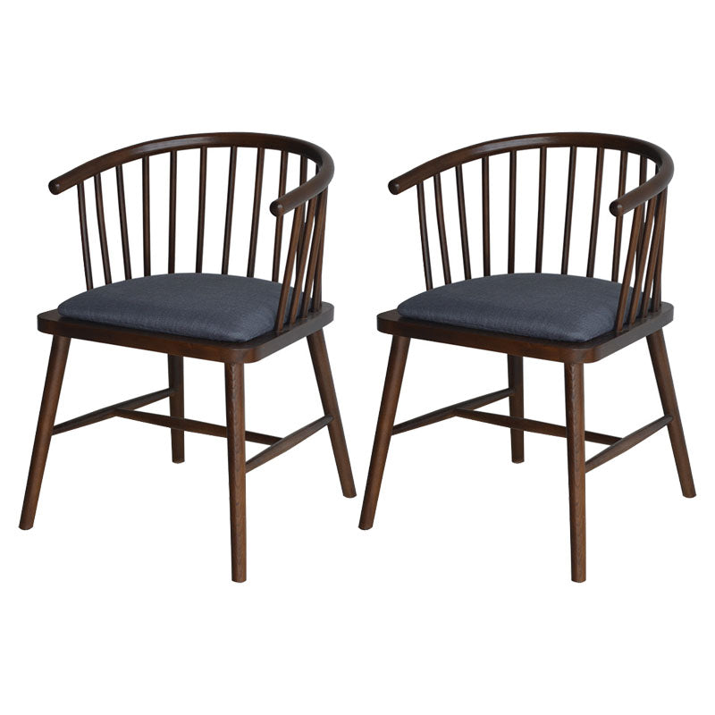 Contemporary Homestay Wood Arm Chair Matte Finish Windsor Back Dining Chair Dark Gray 2 Piece Set Clearhalo ' kitchen&dining_furn' 'Dining Chairs' 'Dining Tables & Seating' 'dining_chair' 'furn' 'furn_dining_chair' 'Furniture' 'furniture_dining_chair' 'Kitchen & Dining Furniture' 'kitchen' 4546878