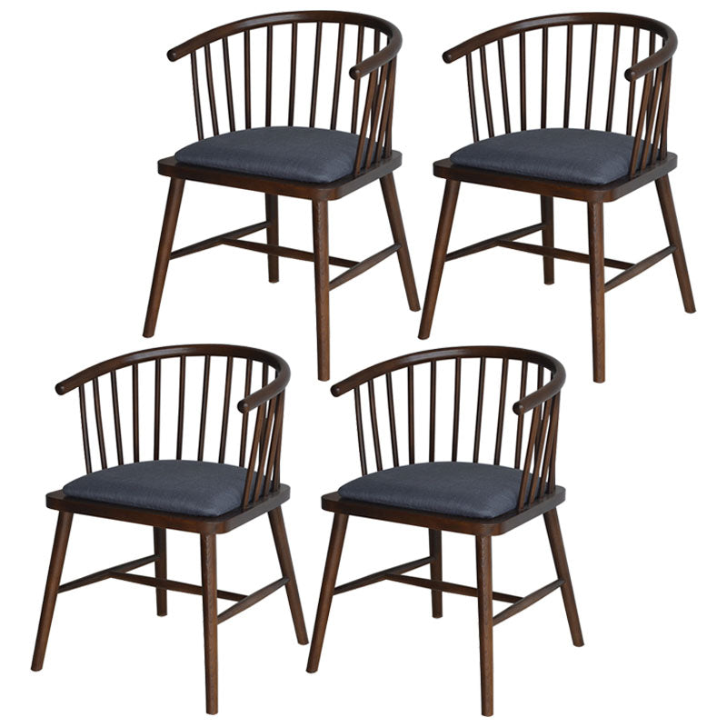 Contemporary Homestay Wood Arm Chair Matte Finish Windsor Back Dining Chair Dark Gray 4 Piece Set Clearhalo ' kitchen&dining_furn' 'Dining Chairs' 'Dining Tables & Seating' 'dining_chair' 'furn' 'furn_dining_chair' 'Furniture' 'furniture_dining_chair' 'Kitchen & Dining Furniture' 'kitchen' 4546879