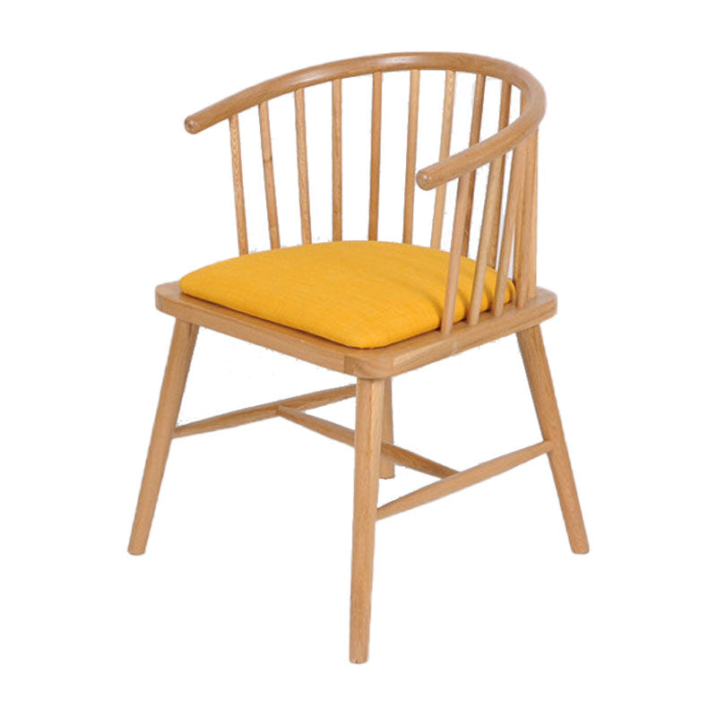 Contemporary Homestay Wood Arm Chair Matte Finish Windsor Back Dining Chair Yellow 1 Piece Clearhalo ' kitchen&dining_furn' 'Dining Chairs' 'Dining Tables & Seating' 'dining_chair' 'furn' 'furn_dining_chair' 'Furniture' 'furniture_dining_chair' 'Kitchen & Dining Furniture' 'kitchen' 4546895