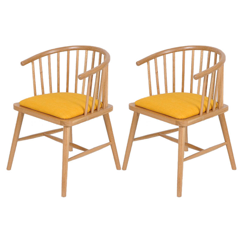 Contemporary Homestay Wood Arm Chair Matte Finish Windsor Back Dining Chair Yellow 2 Piece Set Clearhalo ' kitchen&dining_furn' 'Dining Chairs' 'Dining Tables & Seating' 'dining_chair' 'furn' 'furn_dining_chair' 'Furniture' 'furniture_dining_chair' 'Kitchen & Dining Furniture' 'kitchen' 4546896