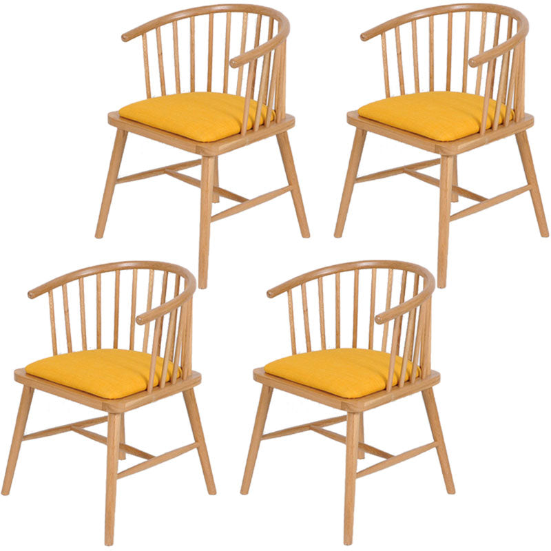 Contemporary Homestay Wood Arm Chair Matte Finish Windsor Back Dining Chair Yellow 4 Piece Set Clearhalo ' kitchen&dining_furn' 'Dining Chairs' 'Dining Tables & Seating' 'dining_chair' 'furn' 'furn_dining_chair' 'Furniture' 'furniture_dining_chair' 'Kitchen & Dining Furniture' 'kitchen' 4546897