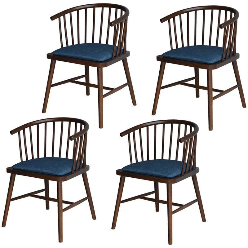 Contemporary Homestay Wood Arm Chair Matte Finish Windsor Back Dining Chair Dark Blue 4 Piece Set Clearhalo ' kitchen&dining_furn' 'Dining Chairs' 'Dining Tables & Seating' 'dining_chair' 'furn' 'furn_dining_chair' 'Furniture' 'furniture_dining_chair' 'Kitchen & Dining Furniture' 'kitchen' 4546912