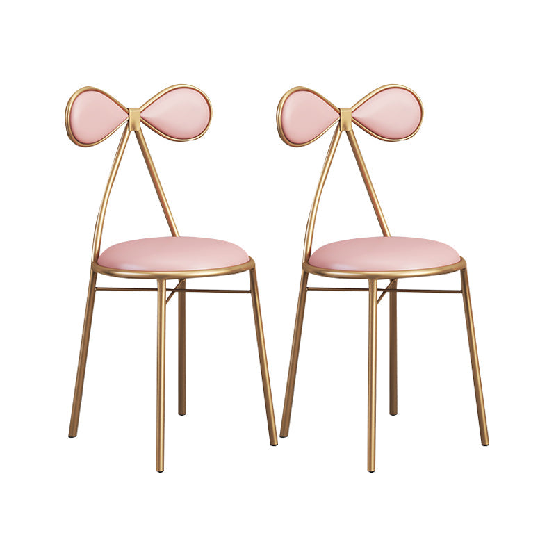 Nordic Design Armless Side Chair Open Back Leather Dining Side Chair Pink 2 Piece Set Clearhalo ' kitchen&dining_furn' 'Dining Chairs' 'Dining Tables & Seating' 'dining_chair' 'furn' 'furn_dining_chair' 'Furniture' 'furniture_dining_chair' 'Kitchen & Dining Furniture' 'kitchen' 4546916