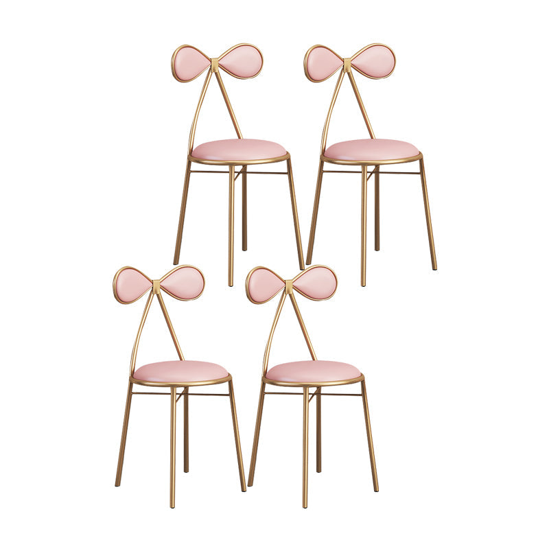 Nordic Design Armless Side Chair Open Back Leather Dining Side Chair Pink 4 Piece Set Clearhalo ' kitchen&dining_furn' 'Dining Chairs' 'Dining Tables & Seating' 'dining_chair' 'furn' 'furn_dining_chair' 'Furniture' 'furniture_dining_chair' 'Kitchen & Dining Furniture' 'kitchen' 4546918