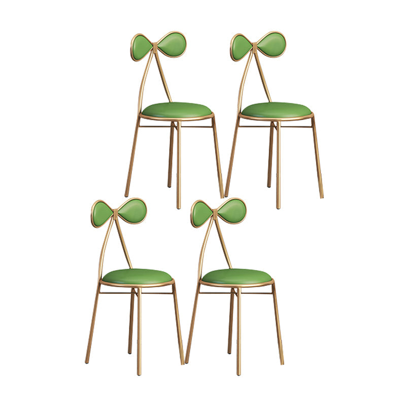 Nordic Design Armless Side Chair Open Back Leather Dining Side Chair Green 4 Piece Set Clearhalo ' kitchen&dining_furn' 'Dining Chairs' 'Dining Tables & Seating' 'dining_chair' 'furn' 'furn_dining_chair' 'Furniture' 'furniture_dining_chair' 'Kitchen & Dining Furniture' 'kitchen' 4546934