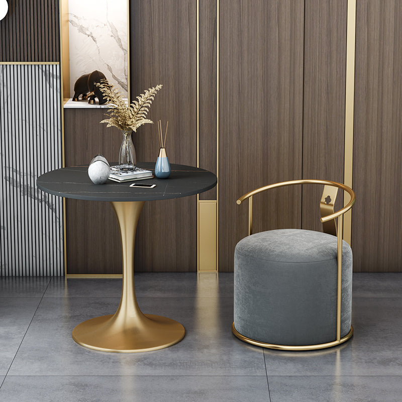 Contemporary Design 1/4/5 Pieces Dining Set Round Dining Room Table Set with Fabric Chairs 2 Pieces: Table, 1 Chair Clearhalo 'Dining Room Sets' 'Dining Tables & Seating' 'dining_room_set' 'furn' 'furn_dining_room_set' 'Furniture' 'furniture_dining_room_set' 'Kitchen & Dining Furniture' 'kitchen&dining_furn' 'kitchen' 4547300