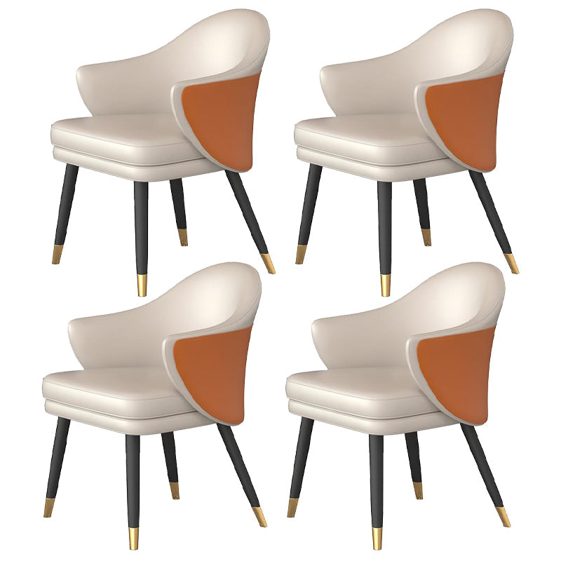 Contemporary Design 1/4/5 Pieces Dining Set Round Dining Room Table Set 4 Orange Chairs Clearhalo 'Dining Room Sets' 'Dining Tables & Seating' 'dining_room_set' 'furn' 'furn_dining_room_set' 'Furniture' 'furniture_dining_room_set' 'Kitchen & Dining Furniture' 'kitchen&dining_furn' 'kitchen' 4547313