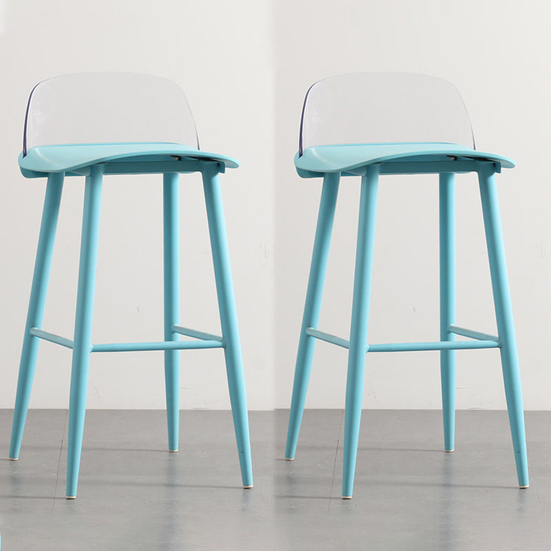 Industrial Style Bar-stool PP Seat Metal Legs Stool for Kitchen Bar Turquoise 2 Piece Set Clearhalo 'Bar Furniture' 'Bar Stools' 'bar_stools' 'furn' 'furn_bar_stools' 'furniture_bar_stools' 'Kitchen & Dining Furniture' 'kitchen&dining_furn' 'kitchen' 'kitchen_furn' Furniture' 4555278