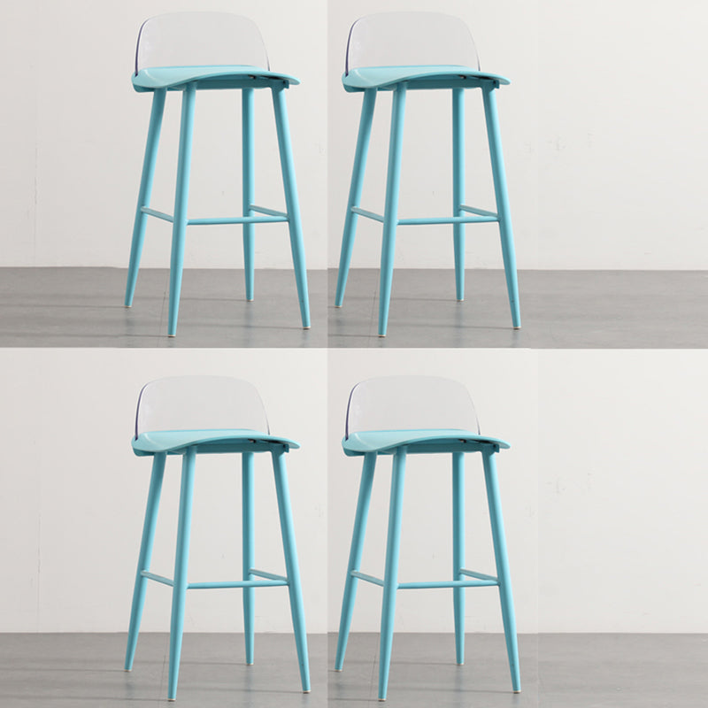 Industrial Style Bar-stool PP Seat Metal Legs Stool for Kitchen Bar Turquoise 4 Piece Set Clearhalo 'Bar Furniture' 'Bar Stools' 'bar_stools' 'furn' 'furn_bar_stools' 'furniture_bar_stools' 'Kitchen & Dining Furniture' 'kitchen&dining_furn' 'kitchen' 'kitchen_furn' Furniture' 4555280