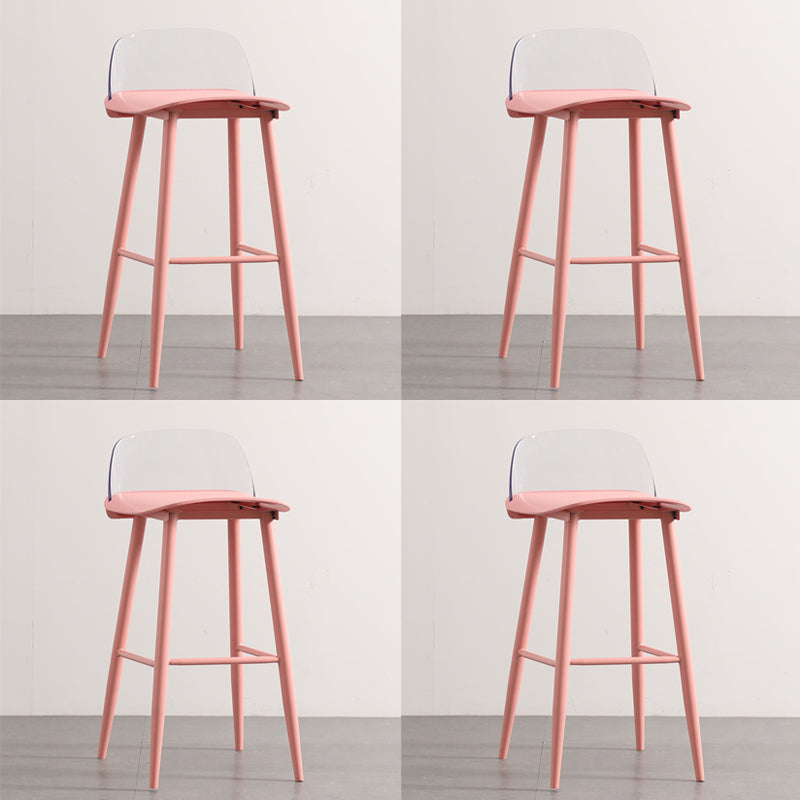 Industrial Style Bar-stool PP Seat Metal Legs Stool for Kitchen Bar Orange Red 4 Piece Set Clearhalo 'Bar Furniture' 'Bar Stools' 'bar_stools' 'furn' 'furn_bar_stools' 'furniture_bar_stools' 'Kitchen & Dining Furniture' 'kitchen&dining_furn' 'kitchen' 'kitchen_furn' Furniture' 4555300