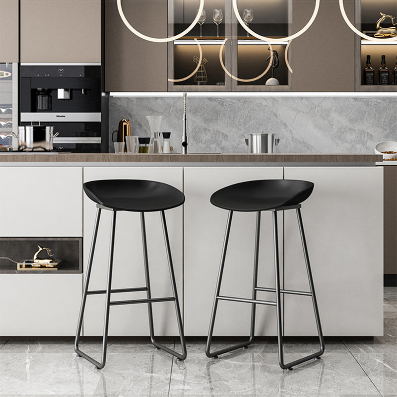 Modern Armless Backrest Counter Stool Iron Kitchen Bar Stool with Plastic Seat Clearhalo 'Bar Furniture' 'Bar Stools' 'bar_stools' 'furn' 'furn_bar_stools' 'furniture_bar_stools' 'Kitchen & Dining Furniture' 'kitchen&dining_furn' 'kitchen' 'kitchen_furn' Furniture' 4555325