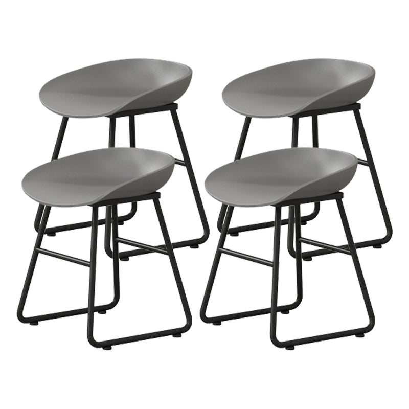 Modern Armless Backrest Counter Stool Iron Kitchen Bar Stool with Plastic Seat Gray 4 Piece Set Short Stool(18"H) Clearhalo 'Bar Furniture' 'Bar Stools' 'bar_stools' 'furn' 'furn_bar_stools' 'furniture_bar_stools' 'Kitchen & Dining Furniture' 'kitchen&dining_furn' 'kitchen' 'kitchen_furn' Furniture' 4555326