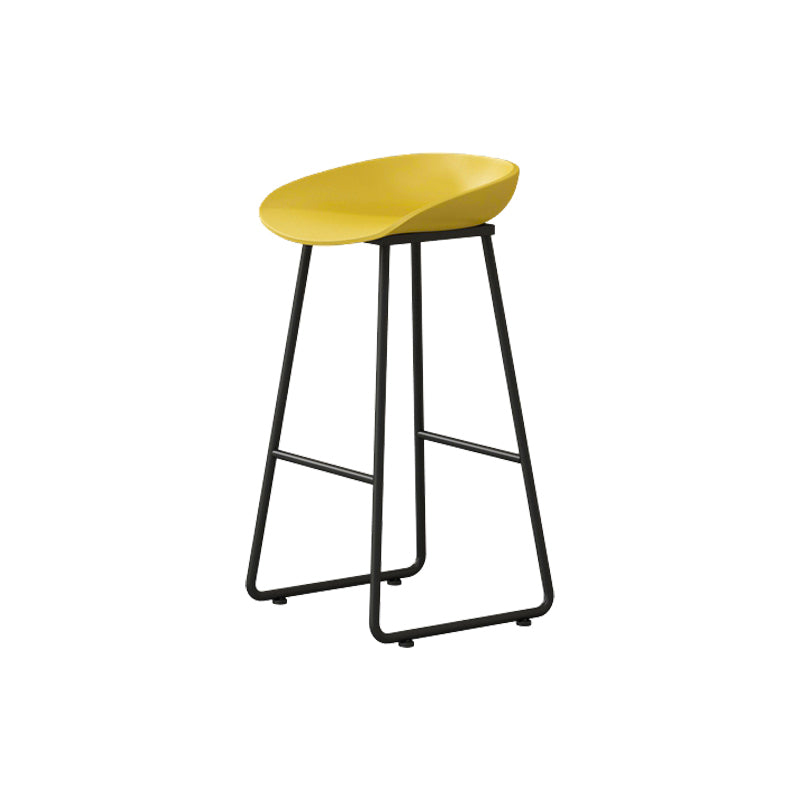 Modern Armless Backrest Counter Stool Iron Kitchen Bar Stool with Plastic Seat Yellow 1 Piece Bar Stool(30"H) Clearhalo 'Bar Furniture' 'Bar Stools' 'bar_stools' 'furn' 'furn_bar_stools' 'furniture_bar_stools' 'Kitchen & Dining Furniture' 'kitchen&dining_furn' 'kitchen' 'kitchen_furn' Furniture' 4555327